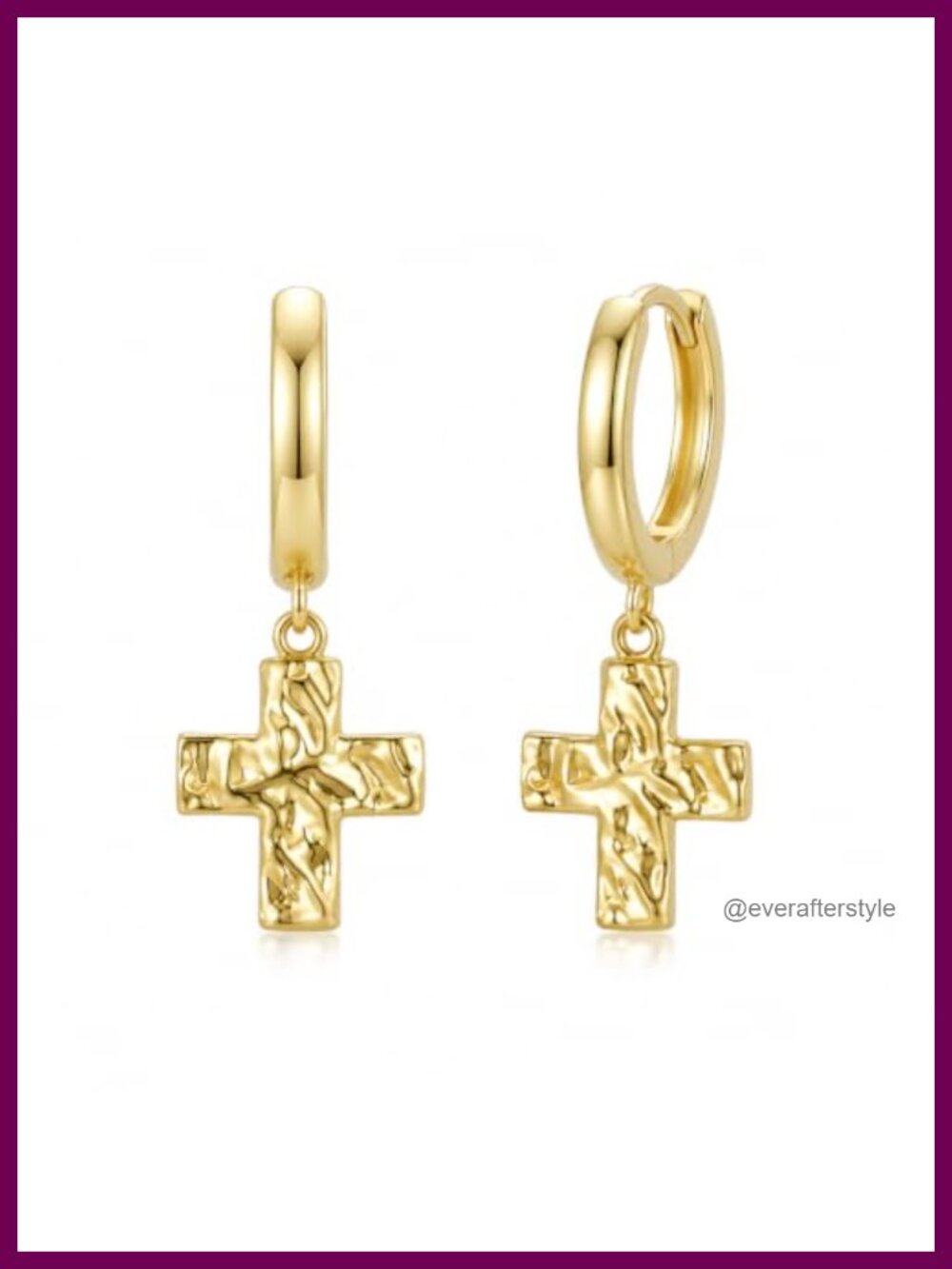 14K Gold Plated Cross Hoop Huggie Earrings Hypoallergenic